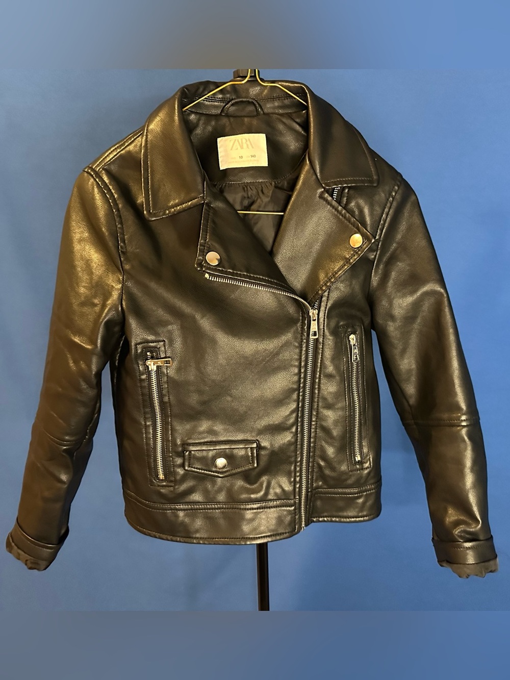 Zara Black Faux Leather Moto Jacket for Kids